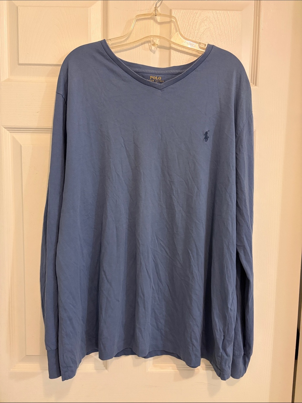 Polo by Ralph Lauren Men’s Long-Sleeve V-Neck Shirt XL — Dusty Blue